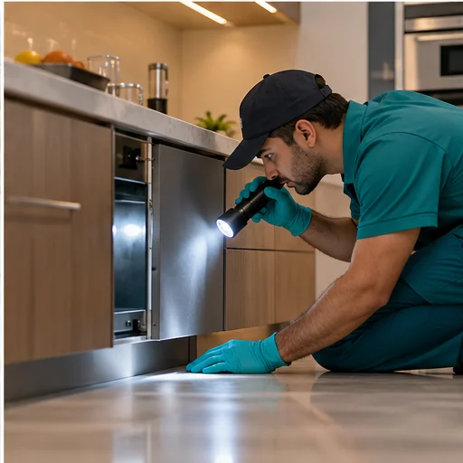 Pest inspection in a kitchen